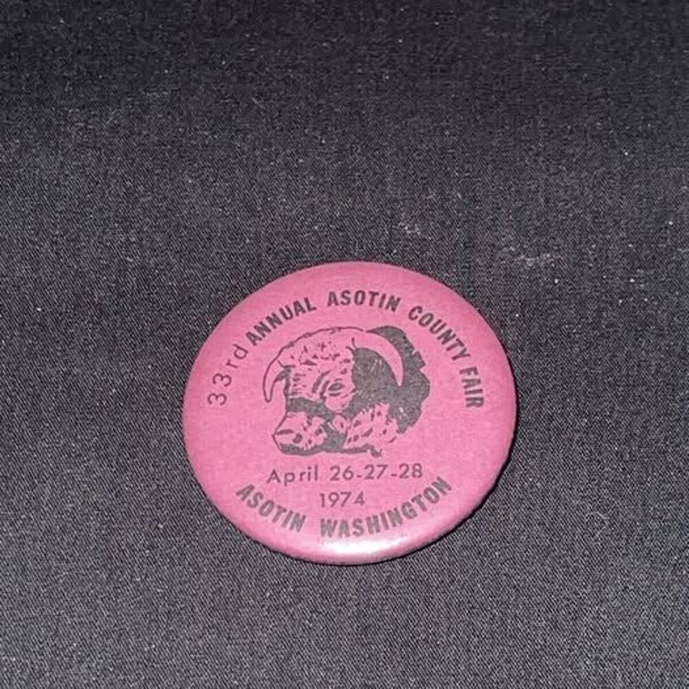 33rd-37 ASOTIN COUNTY FAIR LIVESTOCK Pinback Button Washington ,1974,75,78